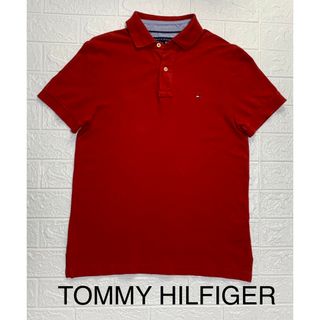 トミーヒルフィガー(TOMMY HILFIGER)のTOMMY HILFIGER トミーヒルフィガー　半袖ポロシャツ　赤ポロシャツ(ポロシャツ)