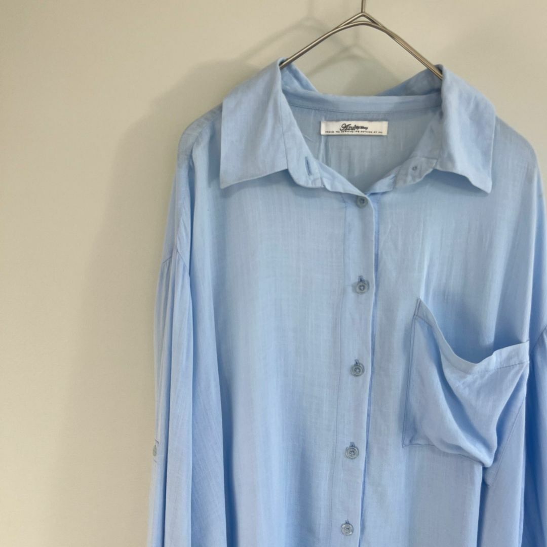 AZUL by moussy(アズールバイマウジー)のアズールバイマウジー レーヨン 100% 長袖 シャツ 無地 薄手 レディースのトップス(Tシャツ(長袖/七分))の商品写真