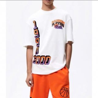 ザラ(ZARA)の送料無料 新品 ZARA テキスト プリント Tシャツ L(Tシャツ/カットソー(半袖/袖なし))