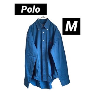 ラルフローレン(Ralph Lauren)のPolo ポロ　メンズ　長袖シャツ　BDシャツ　ロゴ入り　ブルー　M シンプル(シャツ/ブラウス(長袖/七分))