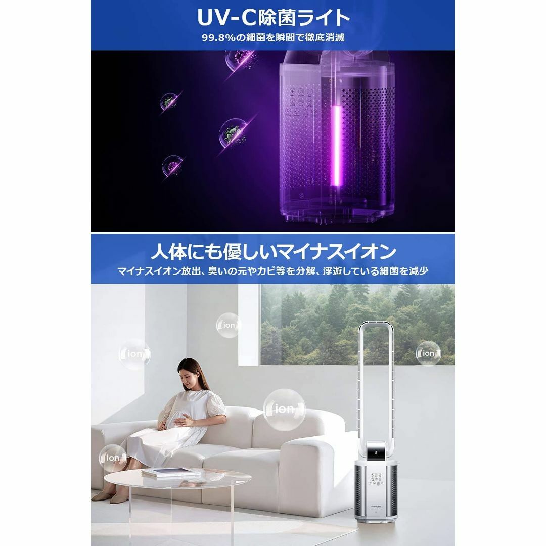 羽なしタワーファン 自動左右首振り機能付き-silversky-lifesciences