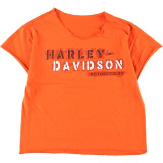 ハーレーダビッドソン(Harley Davidson)の古着 ハーレーダビッドソン Harley-Davidson 両面プリント カットオフ モーターサイクル バイクTシャツ レディースM /eaa351757(Tシャツ(半袖/袖なし))