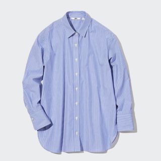 ユニクロ(UNIQLO)のコットンストライプシャツ（長袖）(シャツ/ブラウス(長袖/七分))