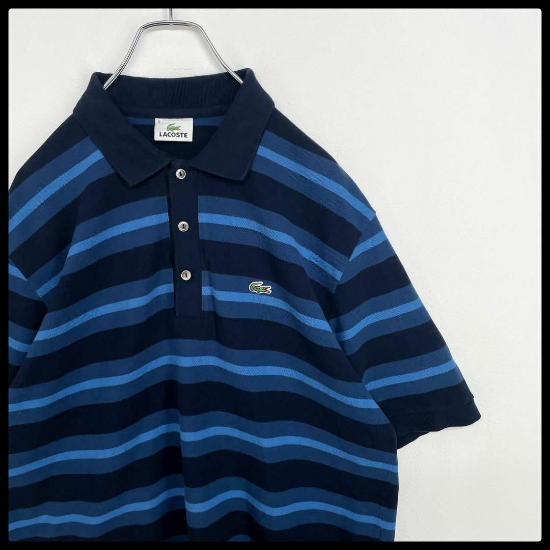 LACOSTE - 人気のボーダー　LACOSTE　ラコステ　ワニロゴ　ボーダー　半袖ポロシャツ　5