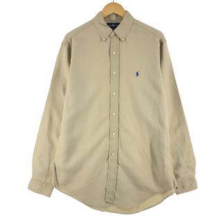 ラルフローレン(Ralph Lauren)の古着 ラルフローレン Ralph Lauren CLASSIC FIT クラシックフィット 長袖 リネン ボタンダウンシャツ メンズL /eaa352618(シャツ)