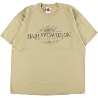 ハーレーダビッドソン(Harley Davidson)の古着 ヘインズ Hanes Harley-Davidson ハーレーダビッドソン 両面プリント モーターサイクル バイクTシャツ USA製 メンズXL /eaa352957(Tシャツ/カットソー(半袖/袖なし))