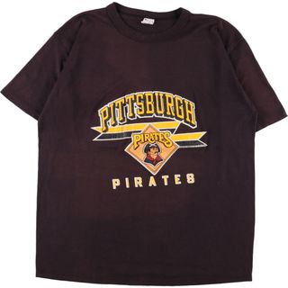 チャンピオン(Champion)の古着 80年代 チャンピオン Champion トリコタグ MLB PITTSBURGH PIRATES ピッツバーグパイレーツ スポーツプリントTシャツ USA製 メンズXL ヴィンテージ /eaa352412(Tシャツ/カットソー(半袖/袖なし))