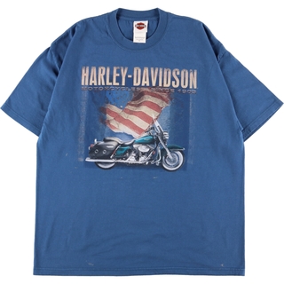 ハーレーダビッドソン(Harley Davidson)の古着 ヘインズ Hanes Harley-Davidson ハーレーダビッドソン 両面プリント モーターサイクル バイクTシャツ メンズXL /eaa352956(Tシャツ/カットソー(半袖/袖なし))