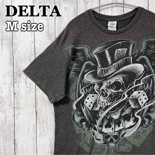 デルタ(DELTA)のDELTA デルタ スカル 骸骨 ドクロ トランプ ビッグプリントtシャツ 古着(Tシャツ/カットソー(半袖/袖なし))