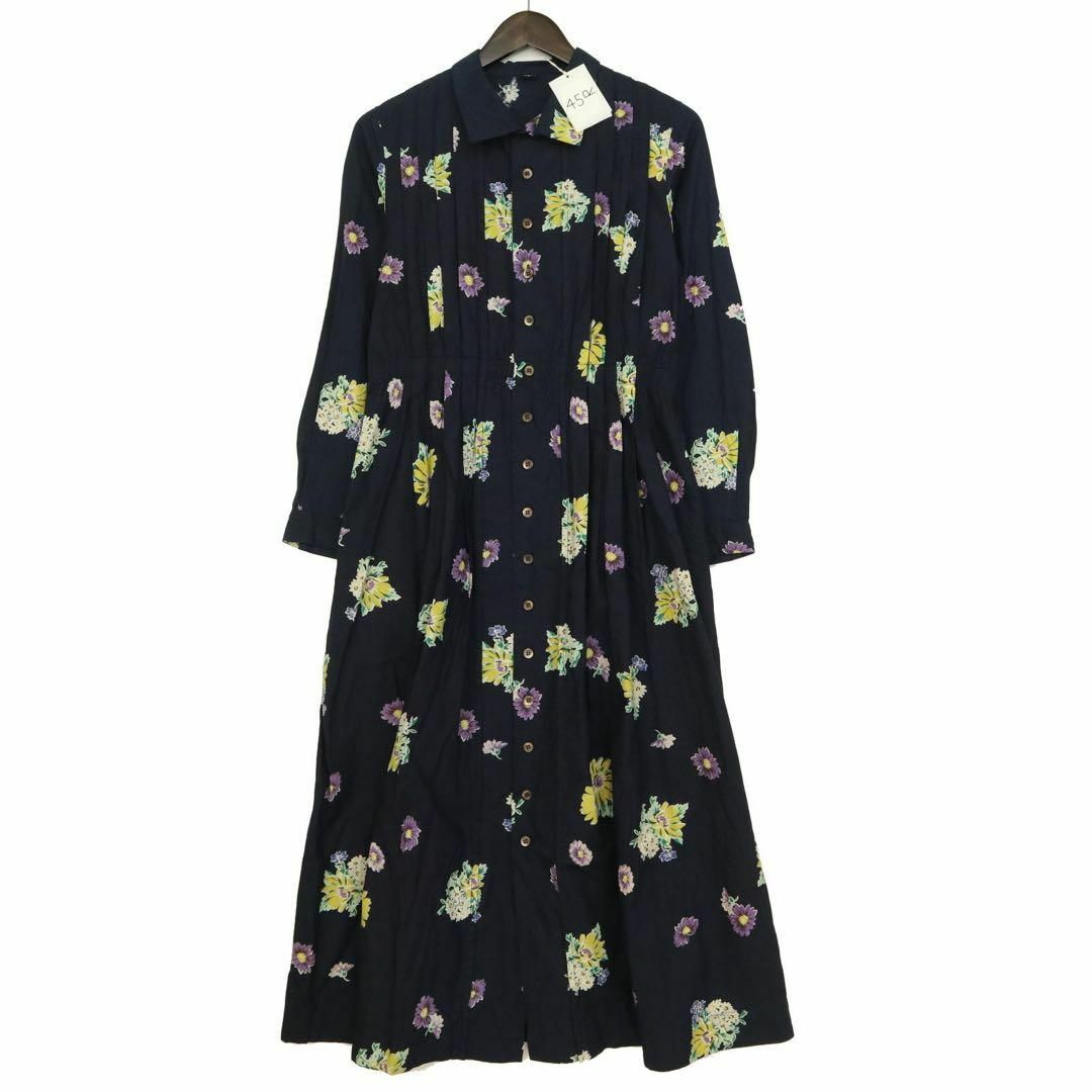 【新品未使用】45R マーガレットプリントのドレス ワンピース フラワー 花柄