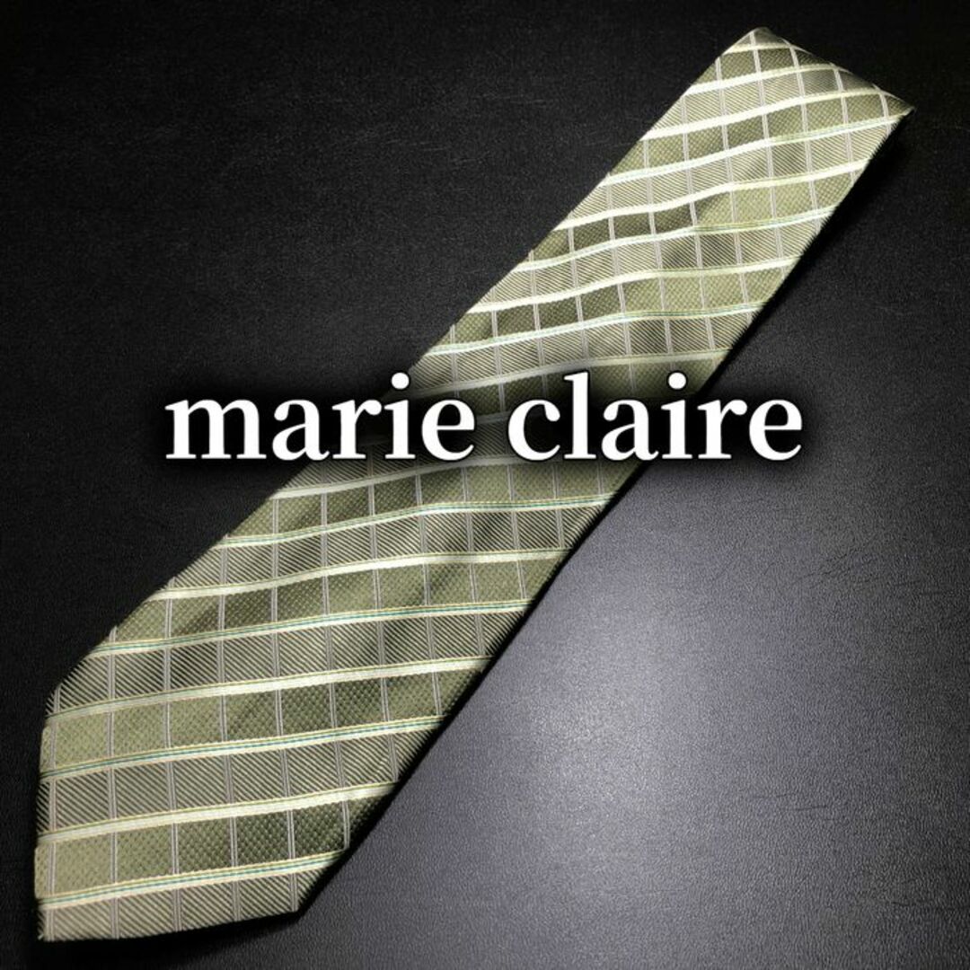 Marie Claire(マリクレール)のマリクレール チェック グリーン ネクタイ B102-U06 メンズのファッション小物(ネクタイ)の商品写真