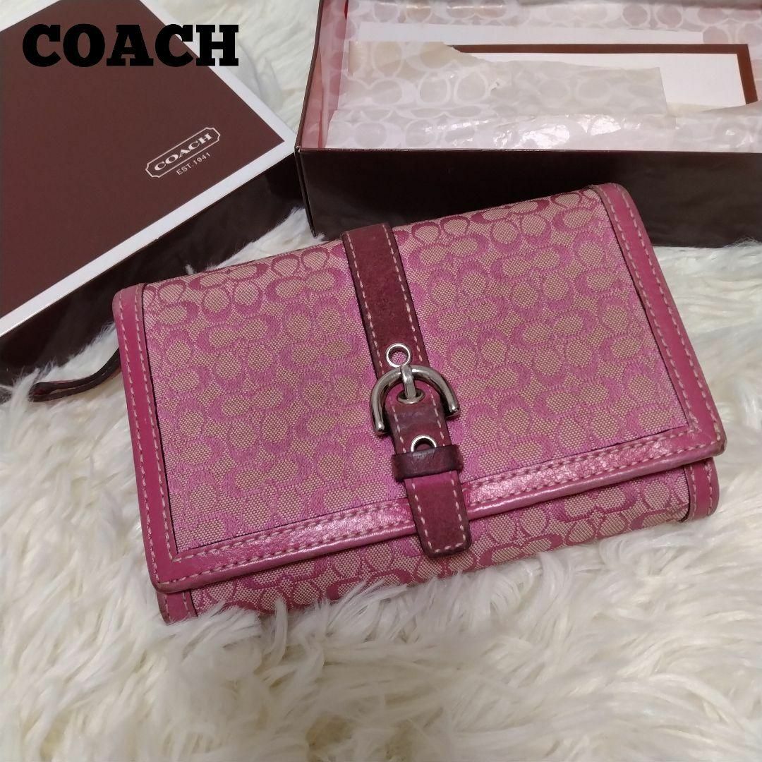 COACH(コーチ)のCOACH  折り財布 シグネチャー ピンク レディースのファッション小物(財布)の商品写真