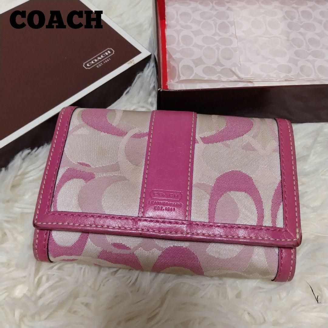 COACH(コーチ)のCOACH 折り財布 シグネチャー ピンク2 レディースのファッション小物(財布)の商品写真