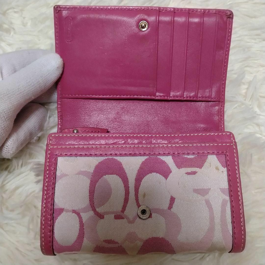 COACH(コーチ)のCOACH 折り財布 シグネチャー ピンク2 レディースのファッション小物(財布)の商品写真
