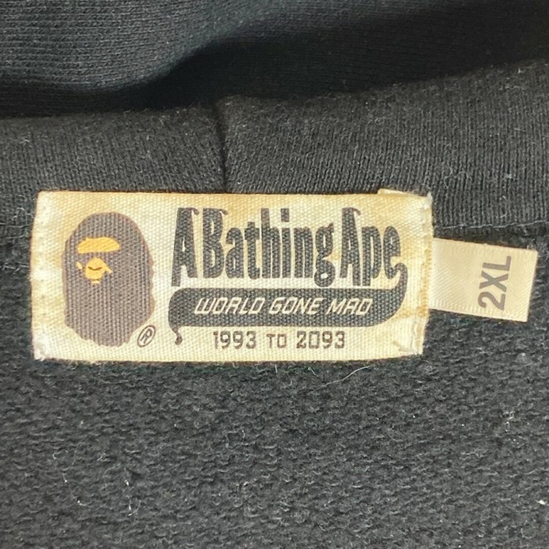 A BATHING APE(アベイシングエイプ)の★アベイシングエイプ 刺繍 フルジップパーカー ブラック 2XL メンズのトップス(パーカー)の商品写真