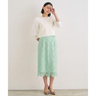 アナイ(ANAYI)のAZU様専用　現行品⭐️ANAYI リーフレースタイトスカート(ひざ丈スカート)