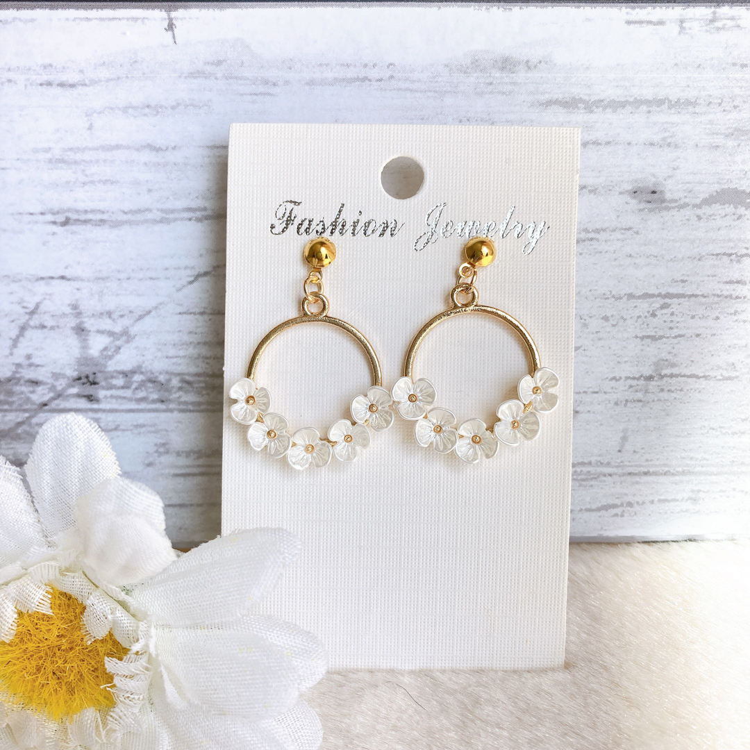 フラワーリースNo.1368 ハンドメイドピアス handmade Pierce ピアス