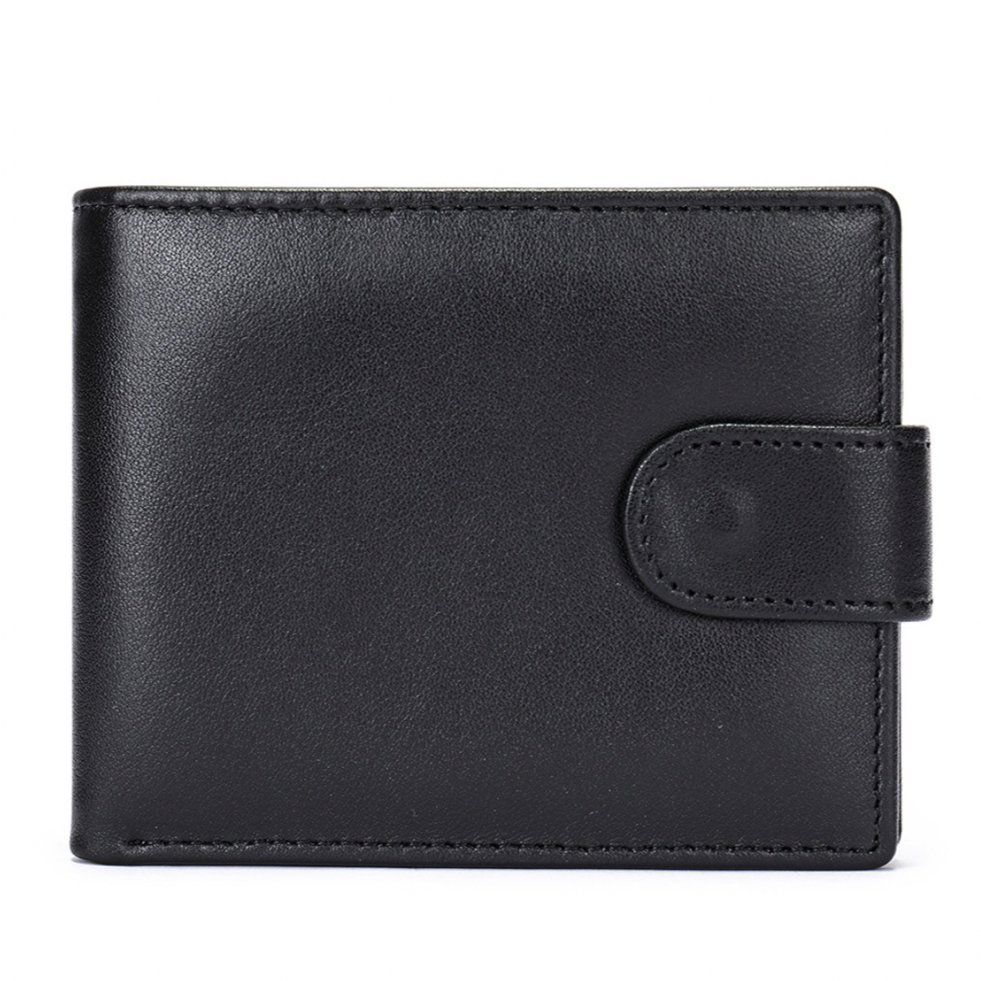 メンズミニ財布　ブラック　二つ折り　ショートウォレット　無地　オープン財布