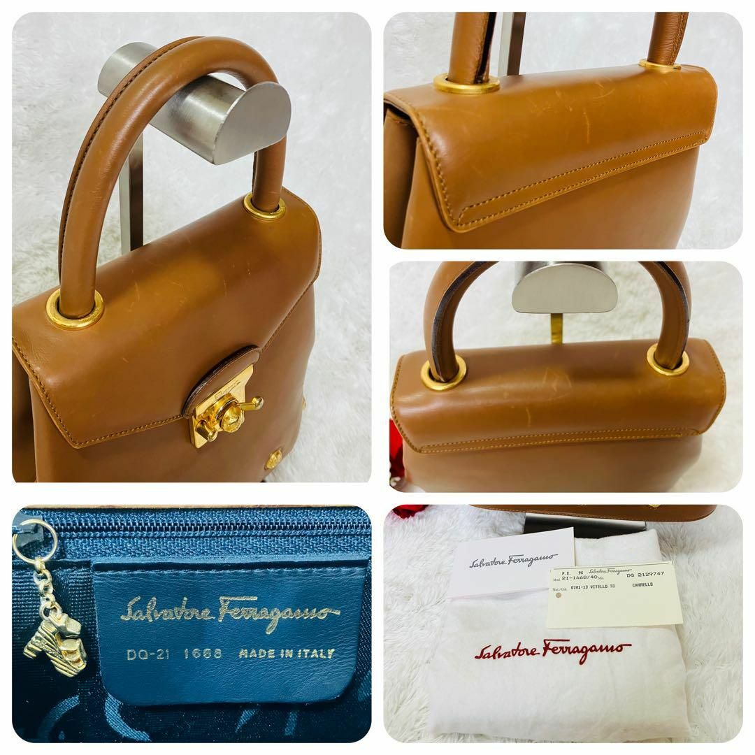 Salvatore Ferragamo(サルヴァトーレフェラガモ)のサルヴァトーレフェラガモ　ハンドバッグ　レザー　スタッズ　2way ブラウン金具 レディースのバッグ(ハンドバッグ)の商品写真