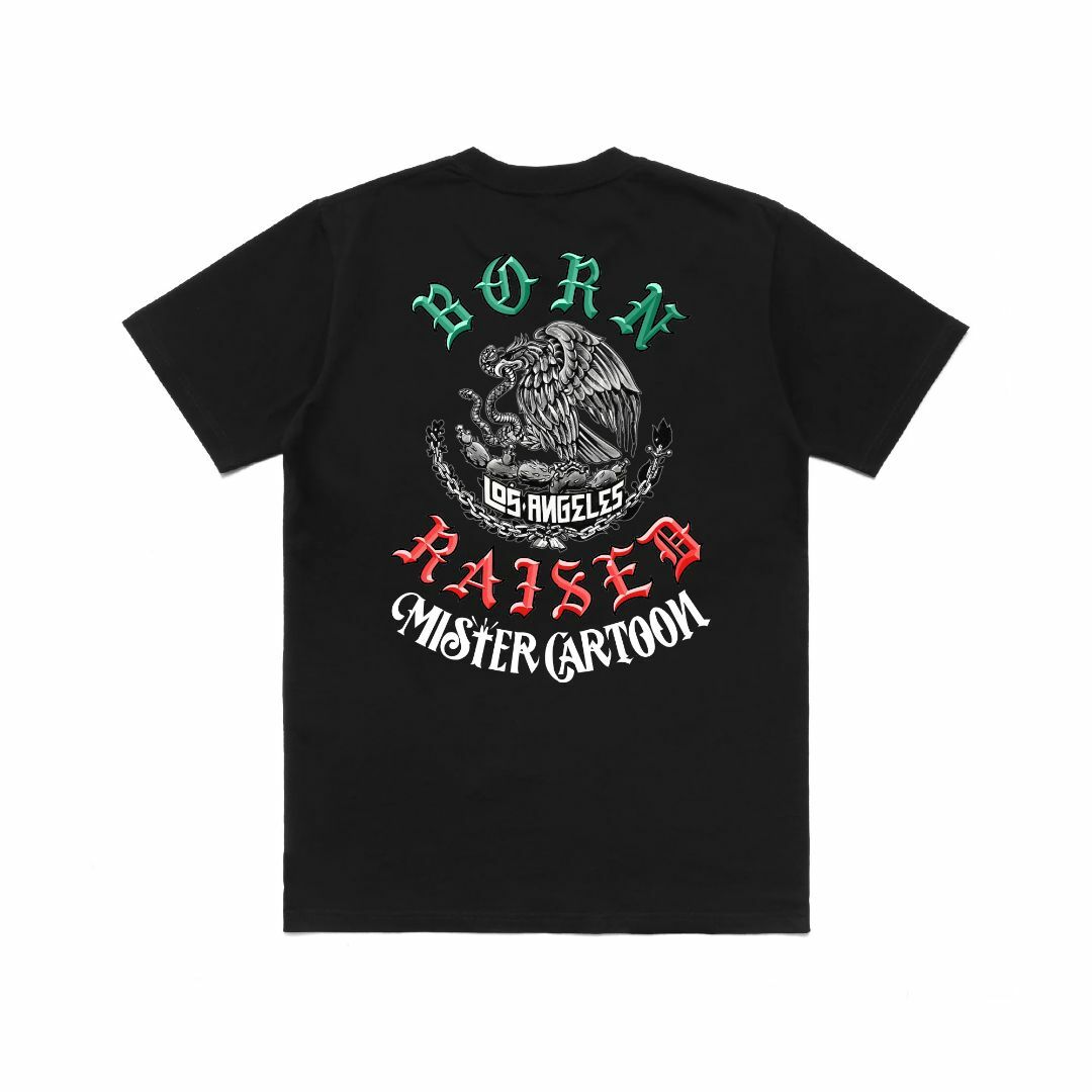 MR CARTOON BORN RAISED BANDERA TEE BLACK - Tシャツ/カットソー(半袖