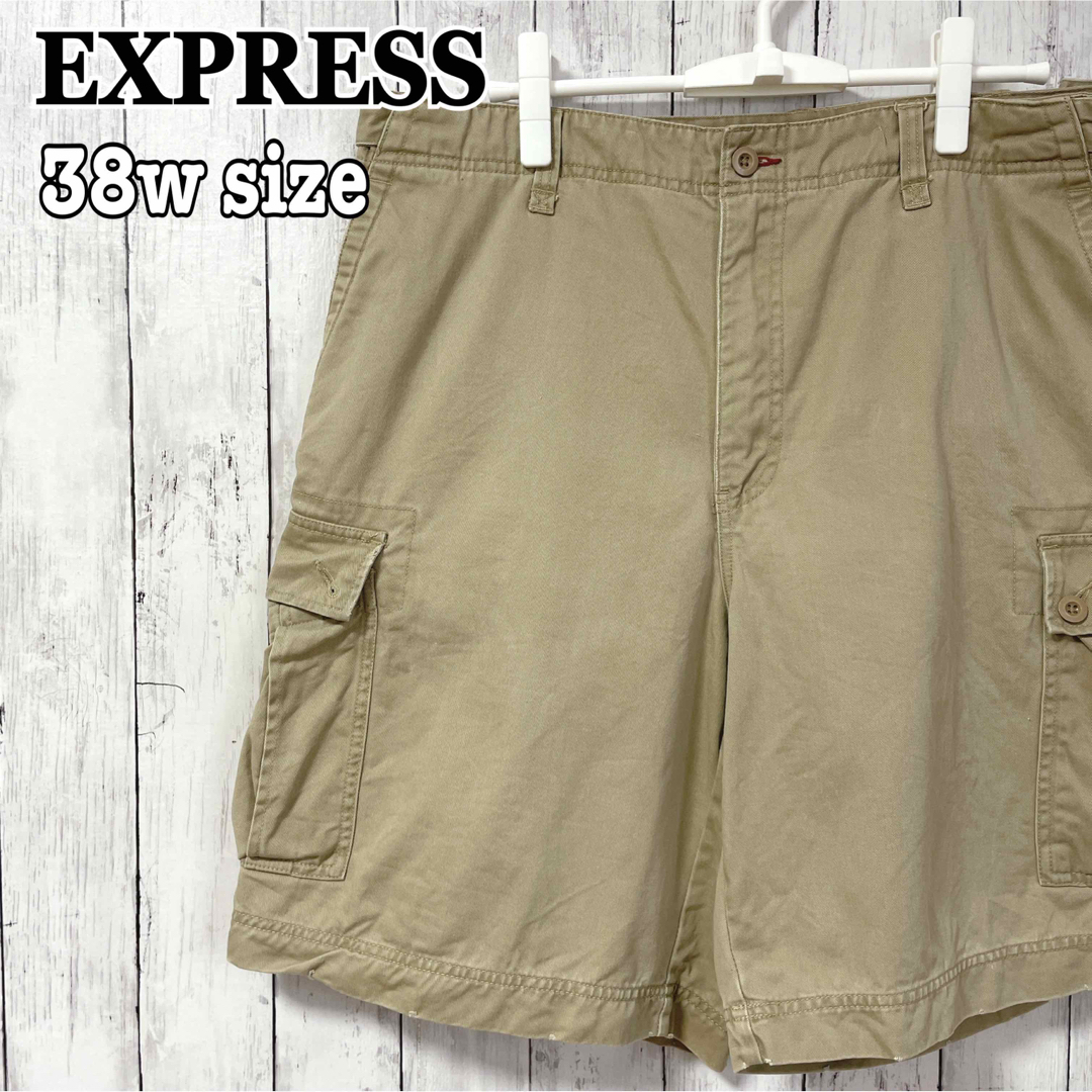 EXPRESS(エクスプレス)のEXPRESS カーゴ ショートパンツ 38w ビッグサイズ ベージュ 海外古着 メンズのパンツ(ショートパンツ)の商品写真