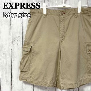 エクスプレス(EXPRESS)のEXPRESS カーゴ ショートパンツ 38w ビッグサイズ ベージュ 海外古着(ショートパンツ)