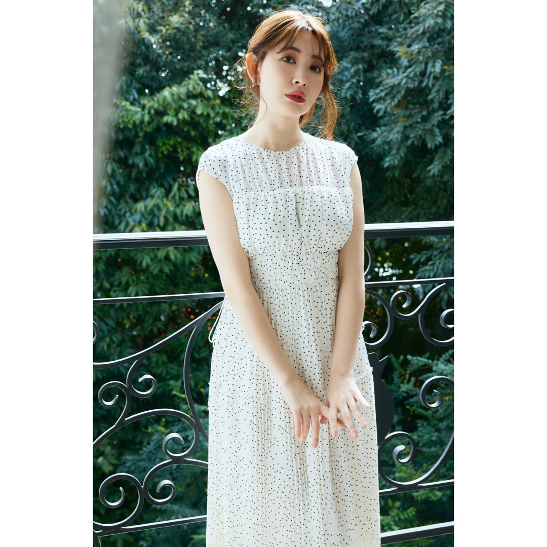 Pin Dot Pleated Long Dress☆ハーリップトゥ