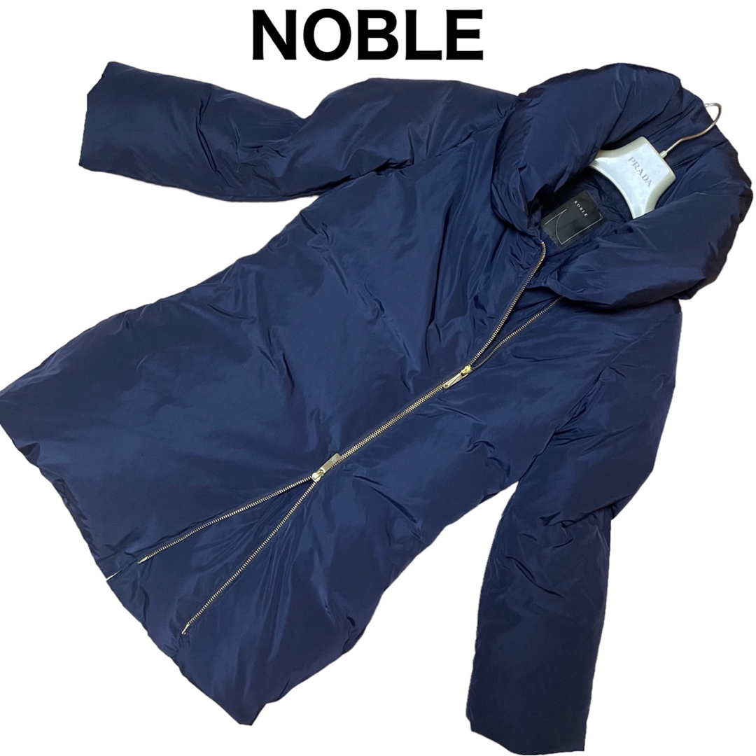 Noble(ノーブル)のNOBLE ダウンジャケット　ショールカラー　ゴールド金具　Wジップ　防寒性 レディースのジャケット/アウター(ダウンジャケット)の商品写真