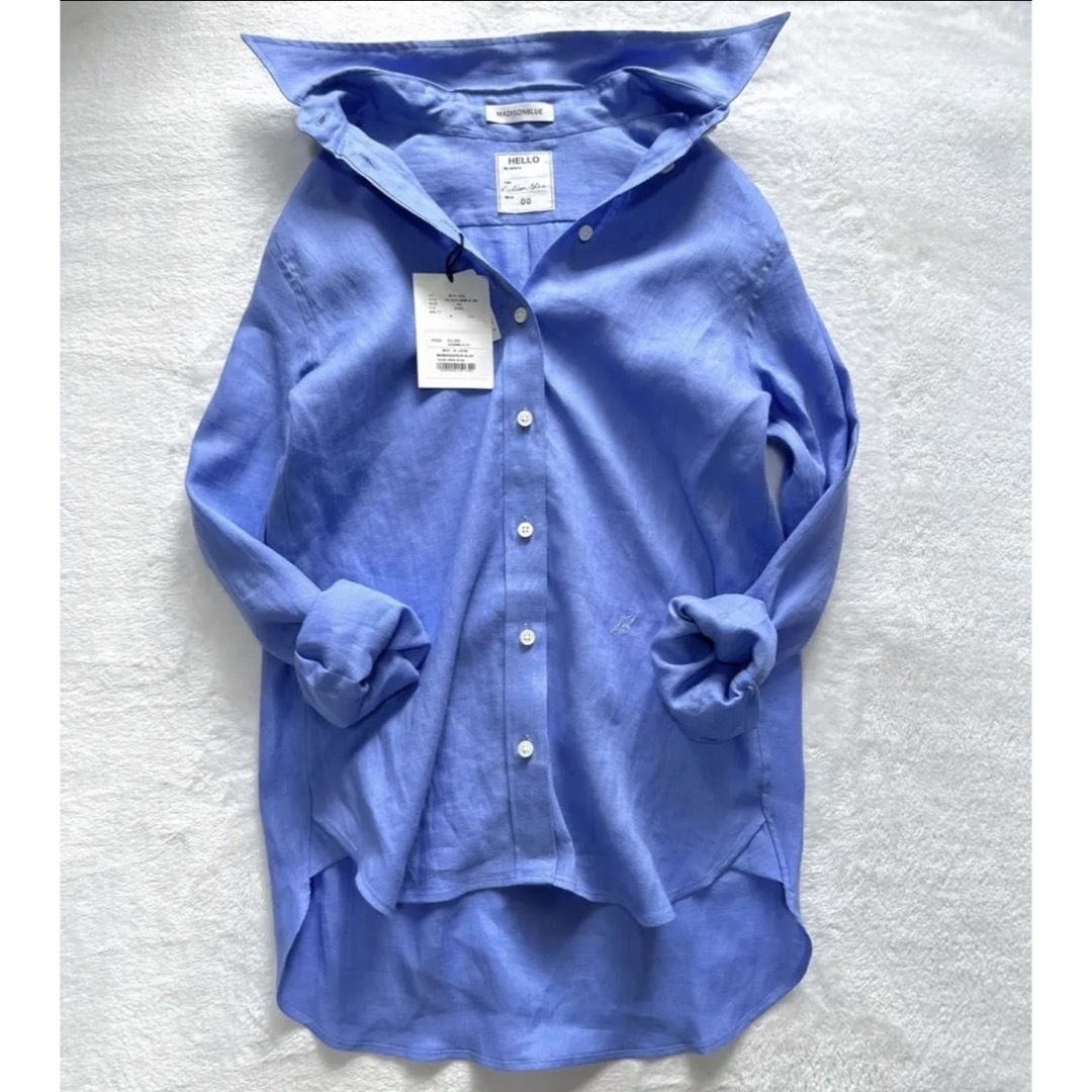 MADISONBLUE(マディソンブルー)の新品タグ付♪ MADISONBLUE ハイカラーマダムシャツ リネン 00 レディースのトップス(シャツ/ブラウス(長袖/七分))の商品写真