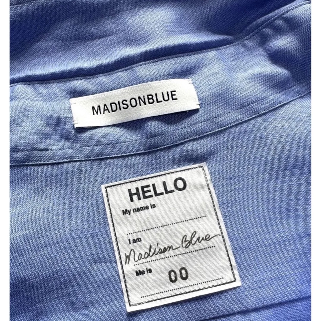 シャツ/ブラウス(長袖/七分)新品タグ付♪ MADISONBLUE ハイカラーマダムシャツ リネン 00