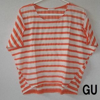 ジーユー(GU)の★格安 GU(ジーユー)ボーダーTシャツ オレンジ ネオンカラー★(Tシャツ(半袖/袖なし))