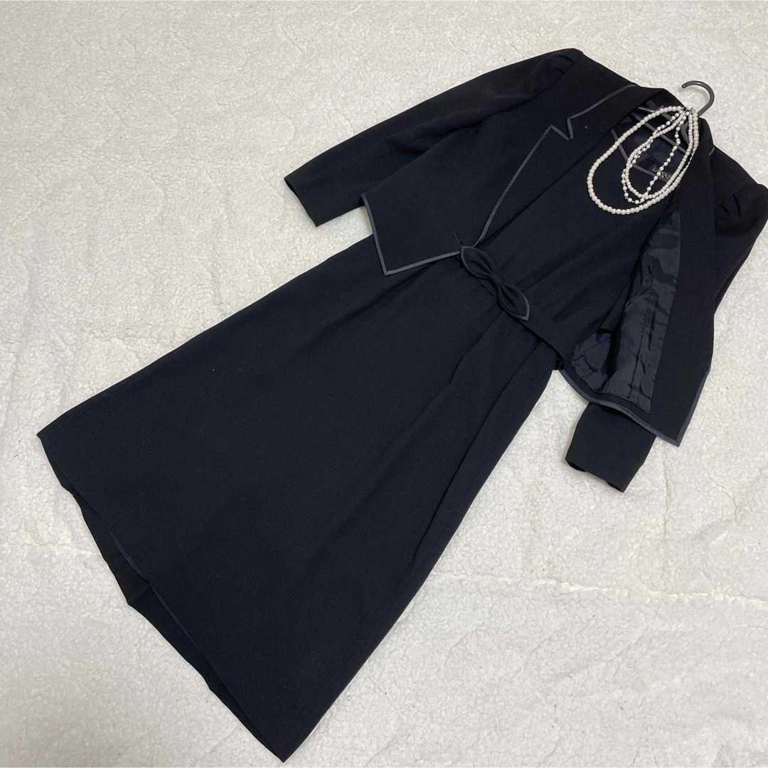 ラピーヌ ブラックフォーマル ワンピーススーツ 礼服 喪服 黒 セットアップ