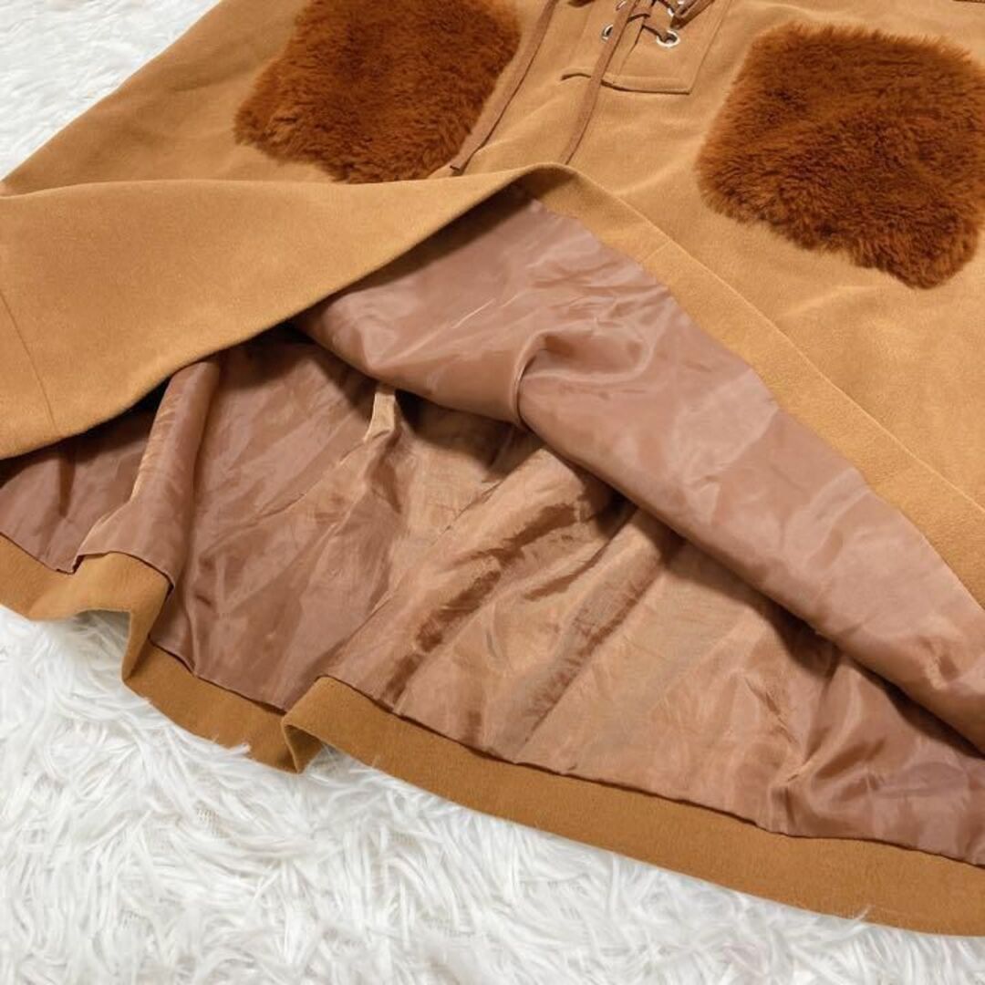 【訳あり美品】　ブルーストライヴ　エコファーポケット台形スカート　アースカラー レディースのスカート(ひざ丈スカート)の商品写真