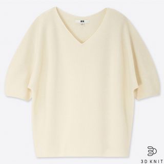 ユニクロ(UNIQLO)のUNIQLO 半袖 夏 オフィス 3Dコットンドルマンスリーブセーター(カットソー(半袖/袖なし))