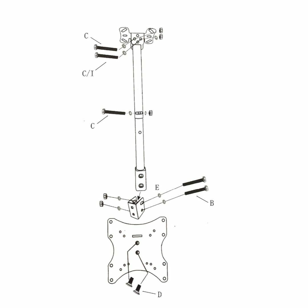 テレビ天井吊り金具 360°回転可 耐荷重25KG