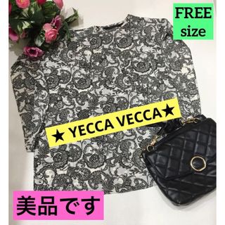 イェッカヴェッカ(YECCA VECCA)の✳️お値下げ‼️【美品】❤️モノトーン★ペイズリー花柄⭐️ブラウス♡トップス‼️(シャツ/ブラウス(半袖/袖なし))