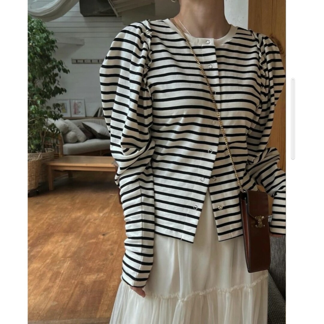ヴィンテージ復刻 ウィルフリーfrill volume sleeve border tops | www