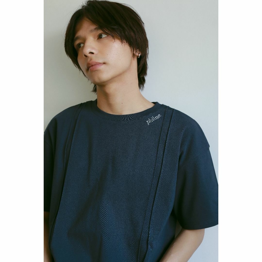 L 新品 再販なし philme over logo T-shirt ネイビー