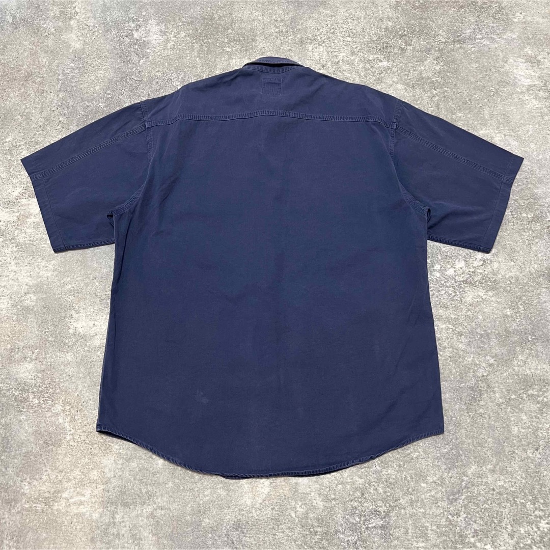 GAP(ギャップ)のオールドギャップGAP☆フラップ付きダブルポケット半袖チノワークシャツ 90s青 メンズのトップス(シャツ)の商品写真