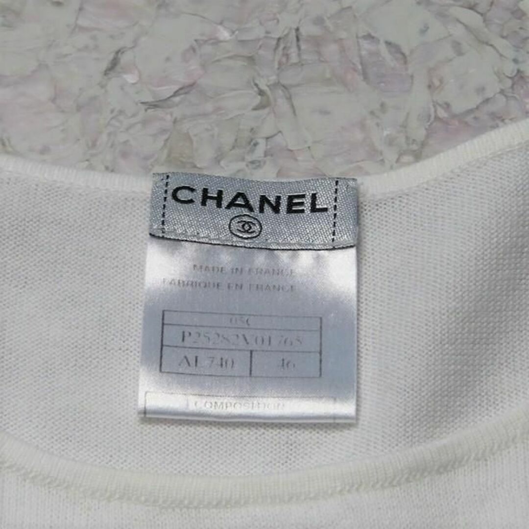 CHANELロゴ刺繍サマーニットTシャツ半袖トップス黒白ヴィンテージシャネル-