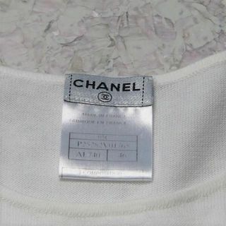 CHANEL - CHANELロゴ刺繍サマーニットTシャツ半袖トップス黒白 ...
