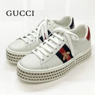 グッチ(Gucci)の6769 グッチ エース レザー ビー クリスタル ビジュー スニーカー(スニーカー)