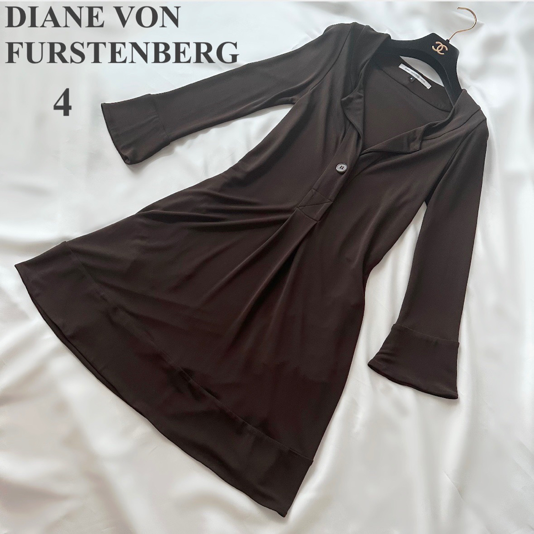 DIANE von FURSTENBERG(ダイアンフォンファステンバーグ)のDIANE von FURSTENBERG　長袖ワンピース　ブラウン　4 レディースのワンピース(ひざ丈ワンピース)の商品写真