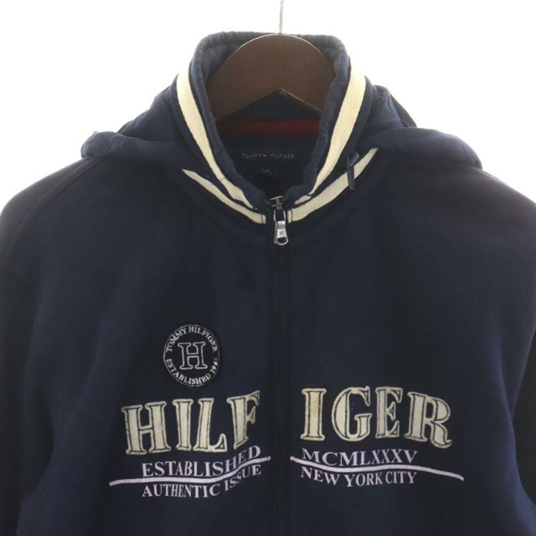 トミーヒルフィガー TOMMY HILFIGER パーカー フード ロゴ S 紺