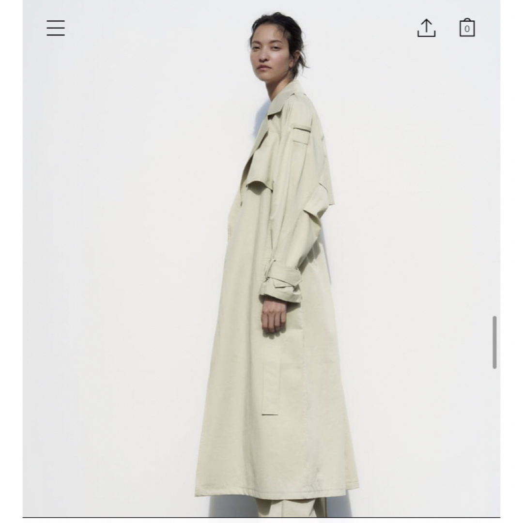 ZARA ステンカラーコート ライナー付き グレー XL