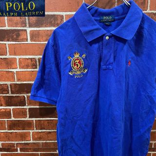 ポロラルフローレン(POLO RALPH LAUREN)のR6 ポロ ラルフローレン 古着 ポロシャツ 刺繍ロゴ POLO 青シャツ(ポロシャツ)