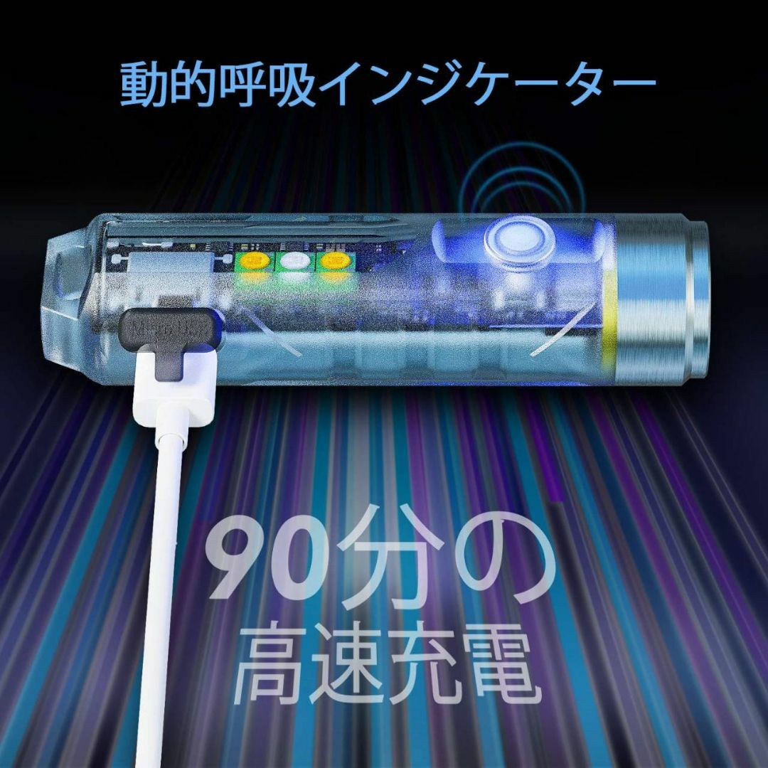 クリーLEDキーチェーン懐中電灯 650ルーメン USB C充電式