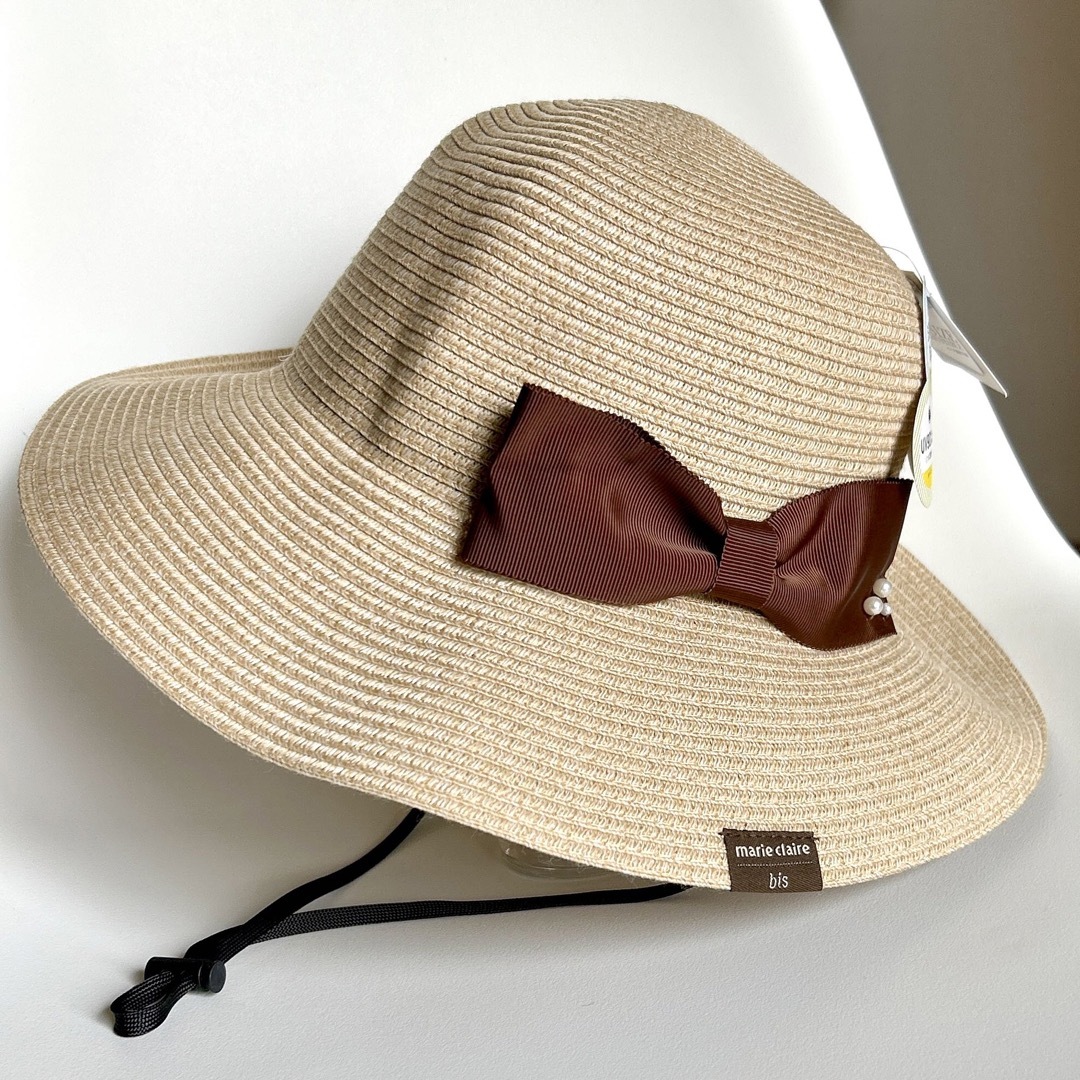 Marie Claire(マリクレール)の新品・未使用　marieclaire マリクレール　帽子　ハット　麦わら帽子 レディースの帽子(麦わら帽子/ストローハット)の商品写真
