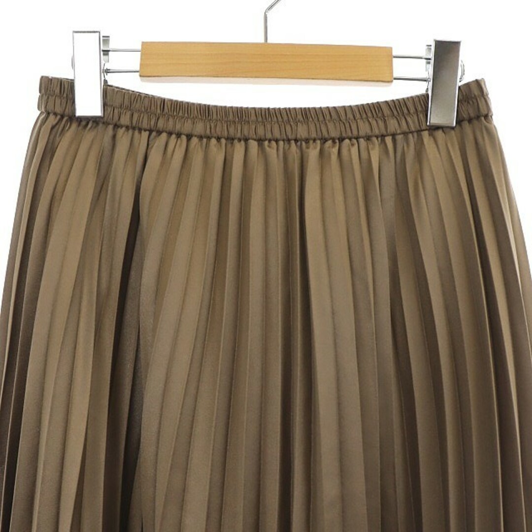 LAUTREAMONT(ロートレアモン)のロートレアモン サテンプリーツスカート フレア ロング 38 茶 レディースのスカート(ロングスカート)の商品写真