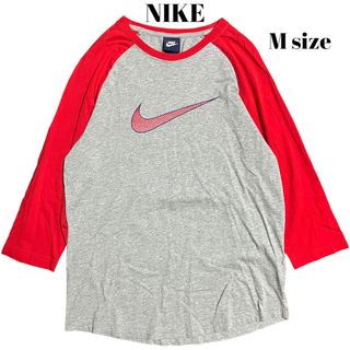 NIKE - NIKE ラグランT ビッグスウッシュ 七分丈 グレー×レッドの通販